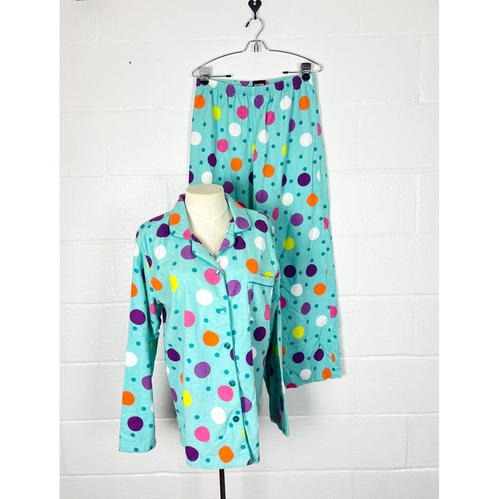 Joe Boxer Womens Flannel Pajama Set Polka Dot 2pc size Medium